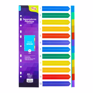Separador Plástico Oficio 12 un.