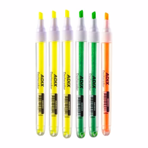 Set Destacador Redondo Delgado 6u 3 Colores ADIX