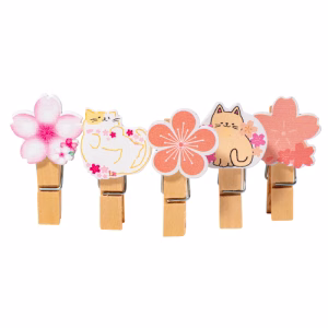 Pinzas de Madera Gatos y Flores 10 un.