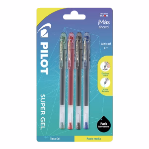 Set Lápiz Súper Gel 0.7 mm. Blister 4 un.